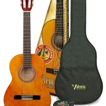Valencia VC103K klassieke gitaar pakket: 3/4 gitaar met gigbag en clip tuner