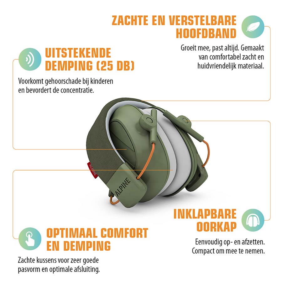 Alpine Hearing Protection ALP-MUFF/GN Muffy Kids oorkappen voor kinderen - Afbeelding 4
