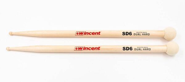 Wincent W-SD6 maple drumstok/mallet SD6 met 32mm hard vilten bal en SD2 ...