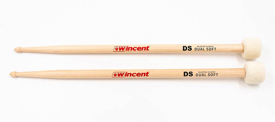 Wincent W-DS maple drumstok/mallet DUALSOFT met 35mm zacht vilten bal ...
