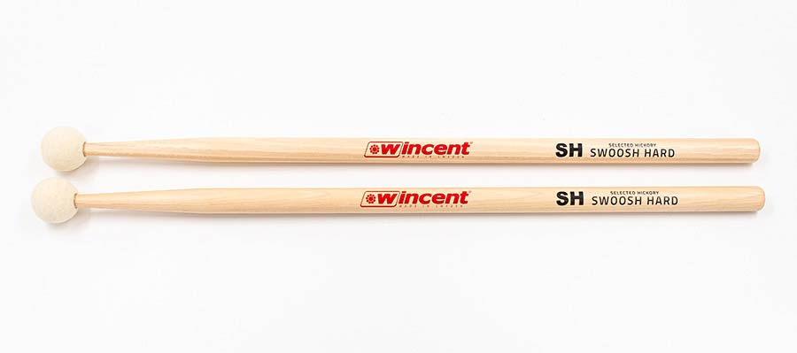 Wincent W-SH hickory cymbal mallet SWOOSH HARD met 25mm hard vilten bal ...