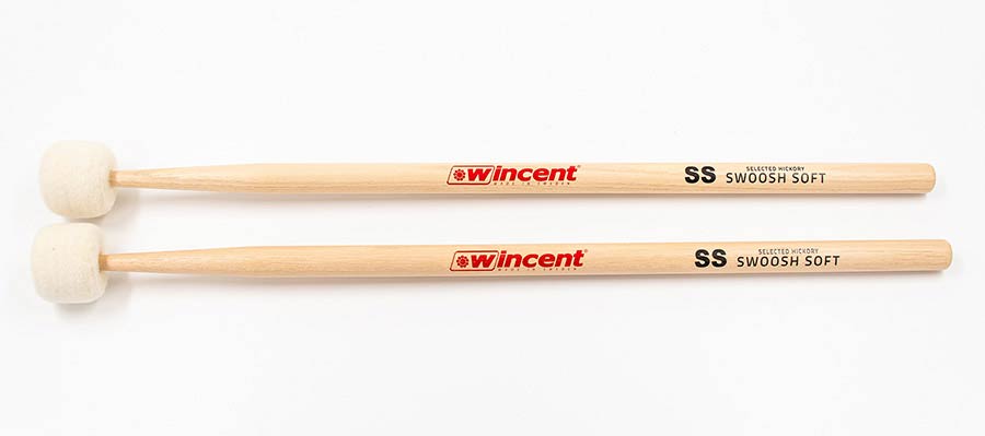 Wincent W-SS hickory cymbal mallet SWOOSH SOFT met 25mm hard vilten bal ...