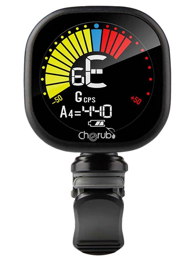 Cherub WST-675/BK oplaadbaar chromatisch stemapparaat (ook modes gitaar-basgitaar-ukelele)